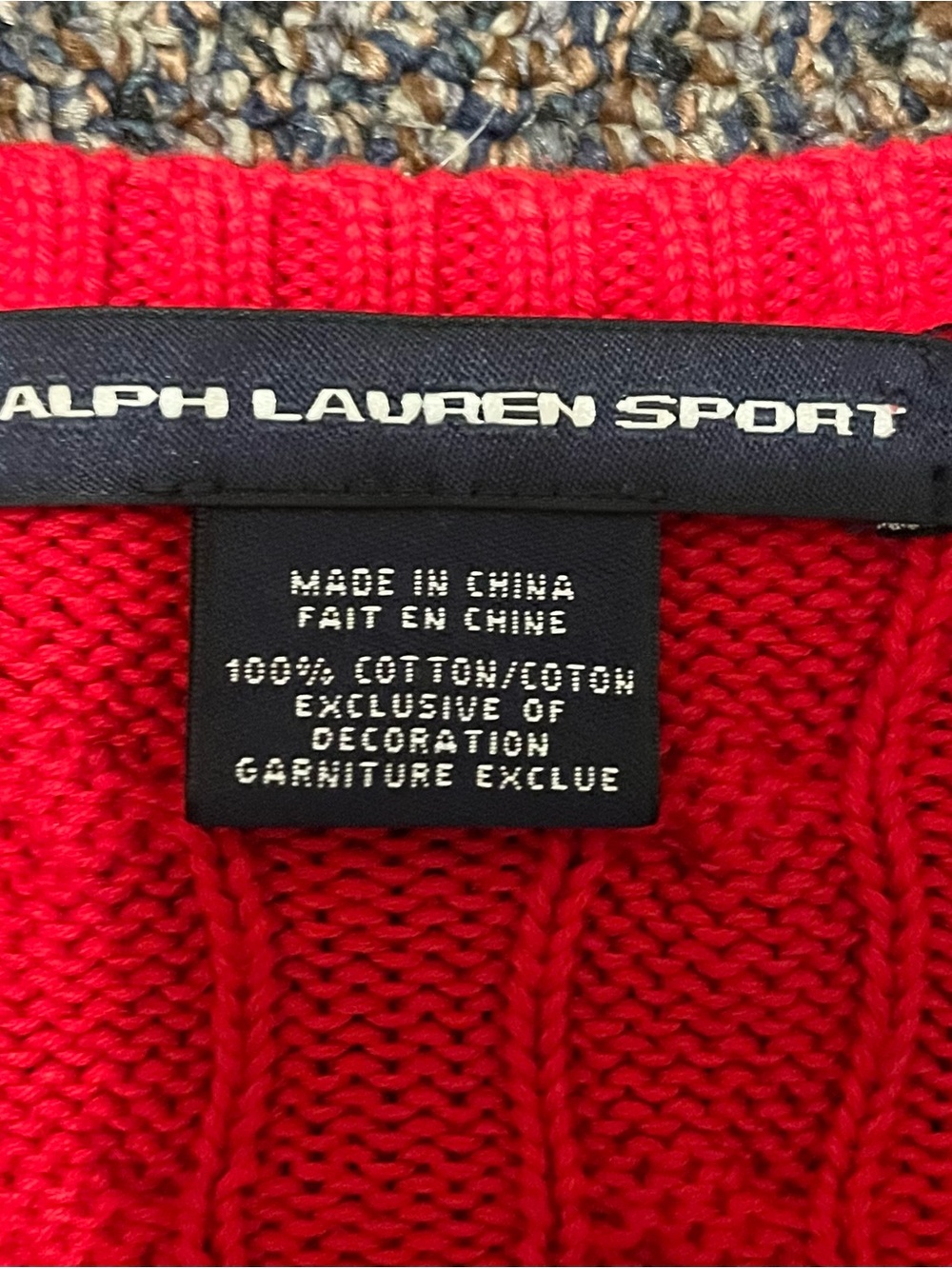 Ralph Lauren Women’s Red Cable-Knit V-Neck Sweater - Picture 2 of 4